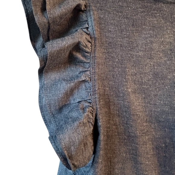 Jill Stuart denim ruffle dress linen blend - Picture 7 of 9